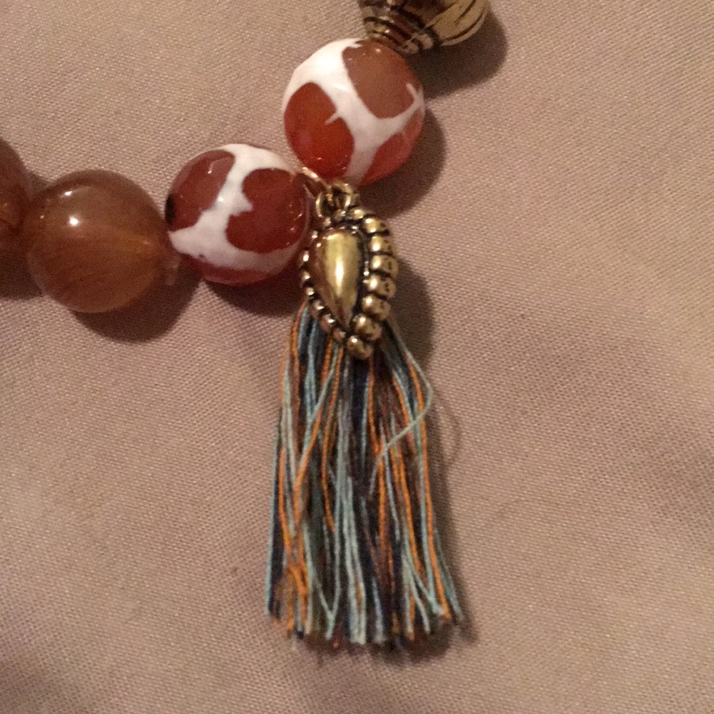 Brown glass bead Stretch Bracelet made in India - Picture 2 of 3